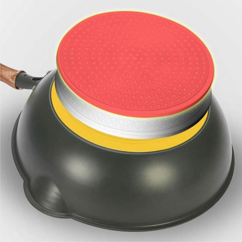 Tsurugi 28 cm ceramic non-stick wok with glass lid and wooden handle