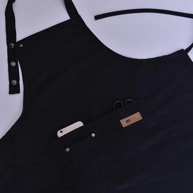 Soka Japanese-style cotton kitchen apron in black