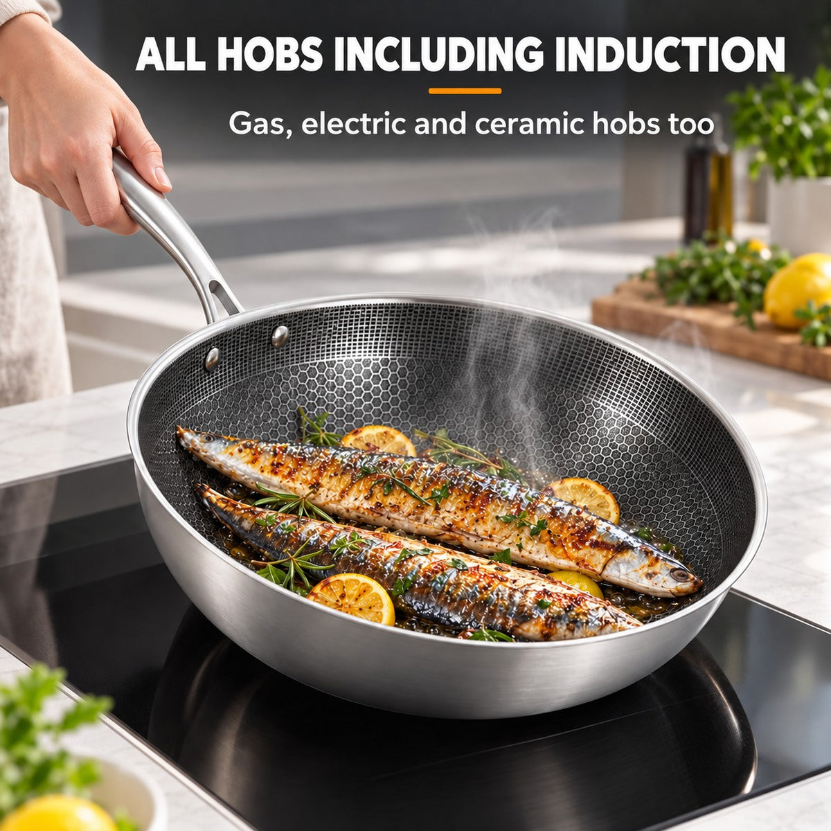 The Dojuka Stainless Steel Wok, ALL HOBS INCLUDING INDUCTION: Gas, electric and ceramic hobs too