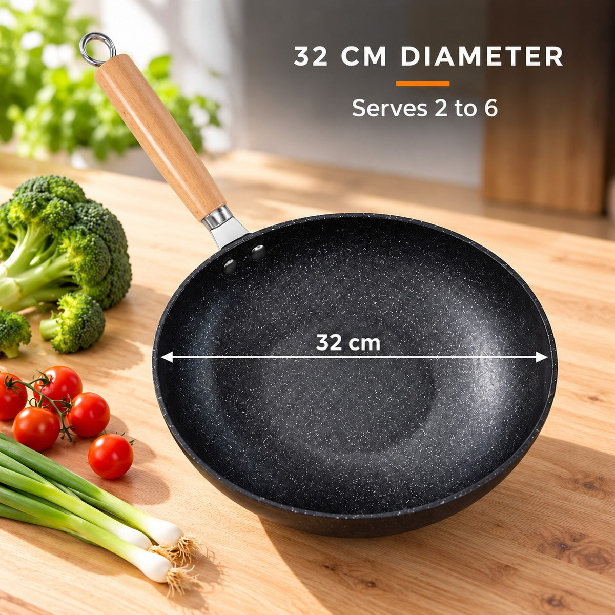 The Aino Wok With Lid, 32 CM DIAMETER: Serves 2 to 6