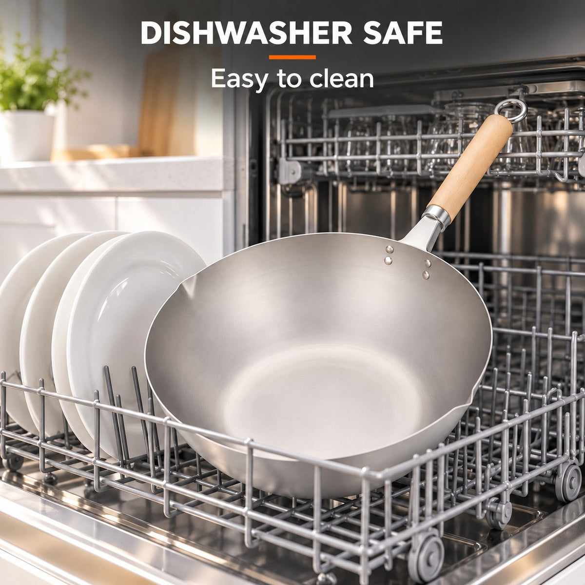 The Pokao Non Stick Wok, DISHWASHER SAFE: Easy to clean