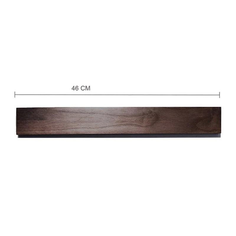 Ginka wall-mounted wooden magnetic knife holder with knives attached