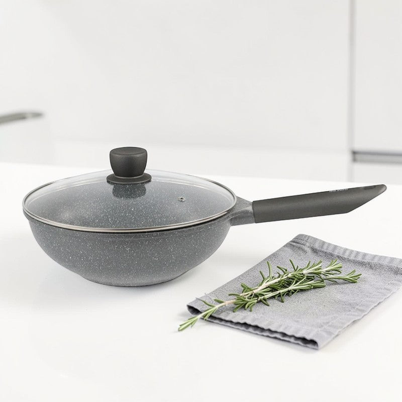 Grey non-stick wok