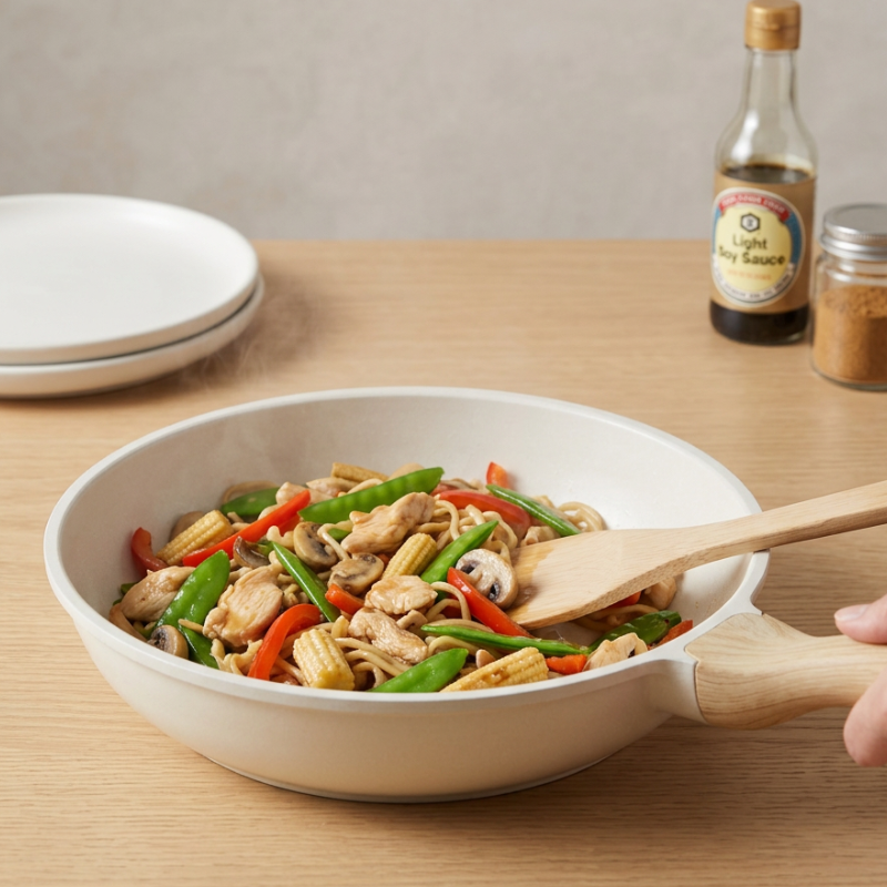 Durable ceramic wok