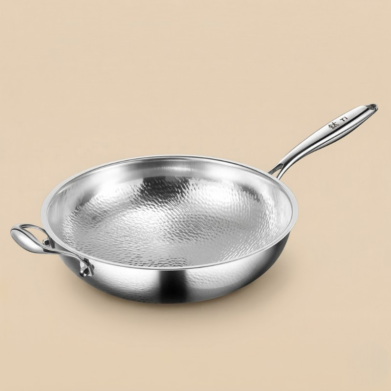 Hammered stainless steel wok