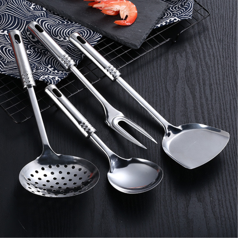 Stainless steel wok utensil set