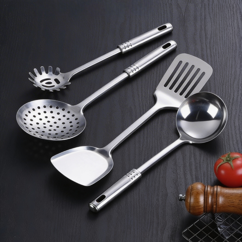 Stainless steel wok utensil set