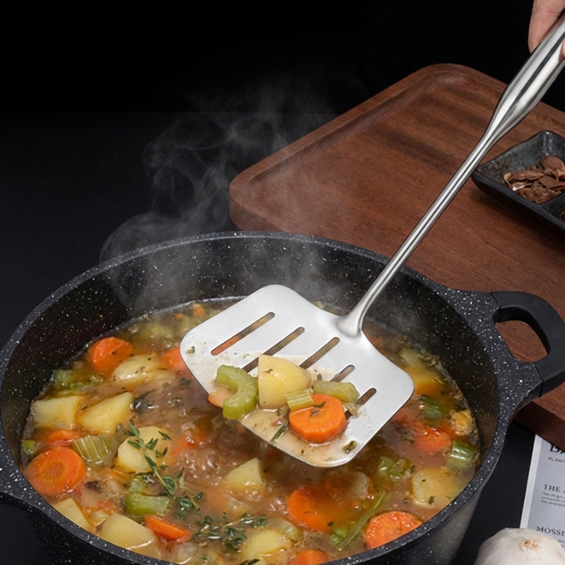 Stainless steel wok spatula