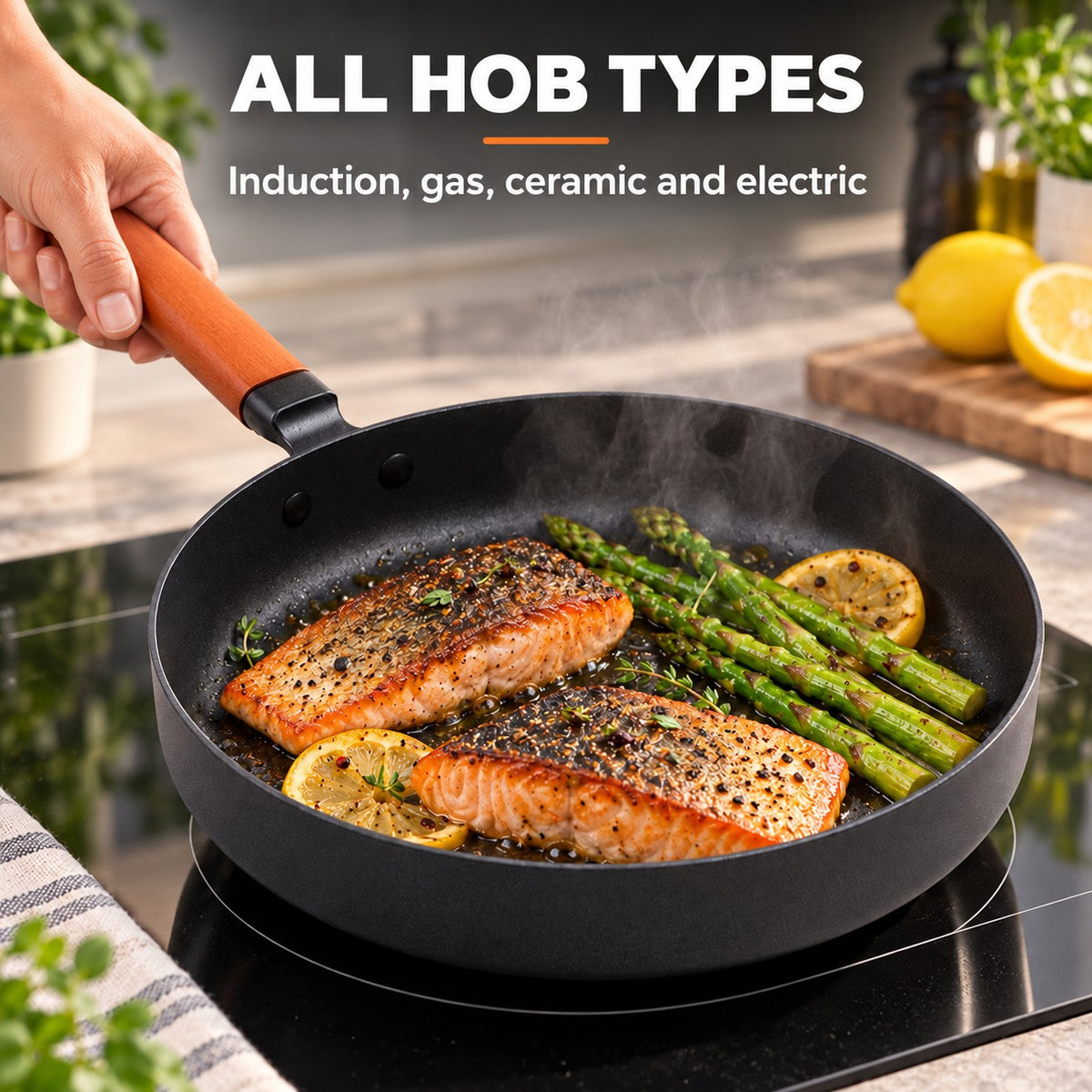 The Pokaj Flat Bottom Wok, ALL HOB TYPES: Induction, gas, ceramic and electric