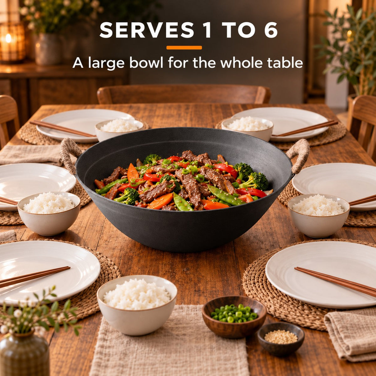 The Ontake Cast Iron Wok, SERVES 1 TO 6: A large bowl for the whole table