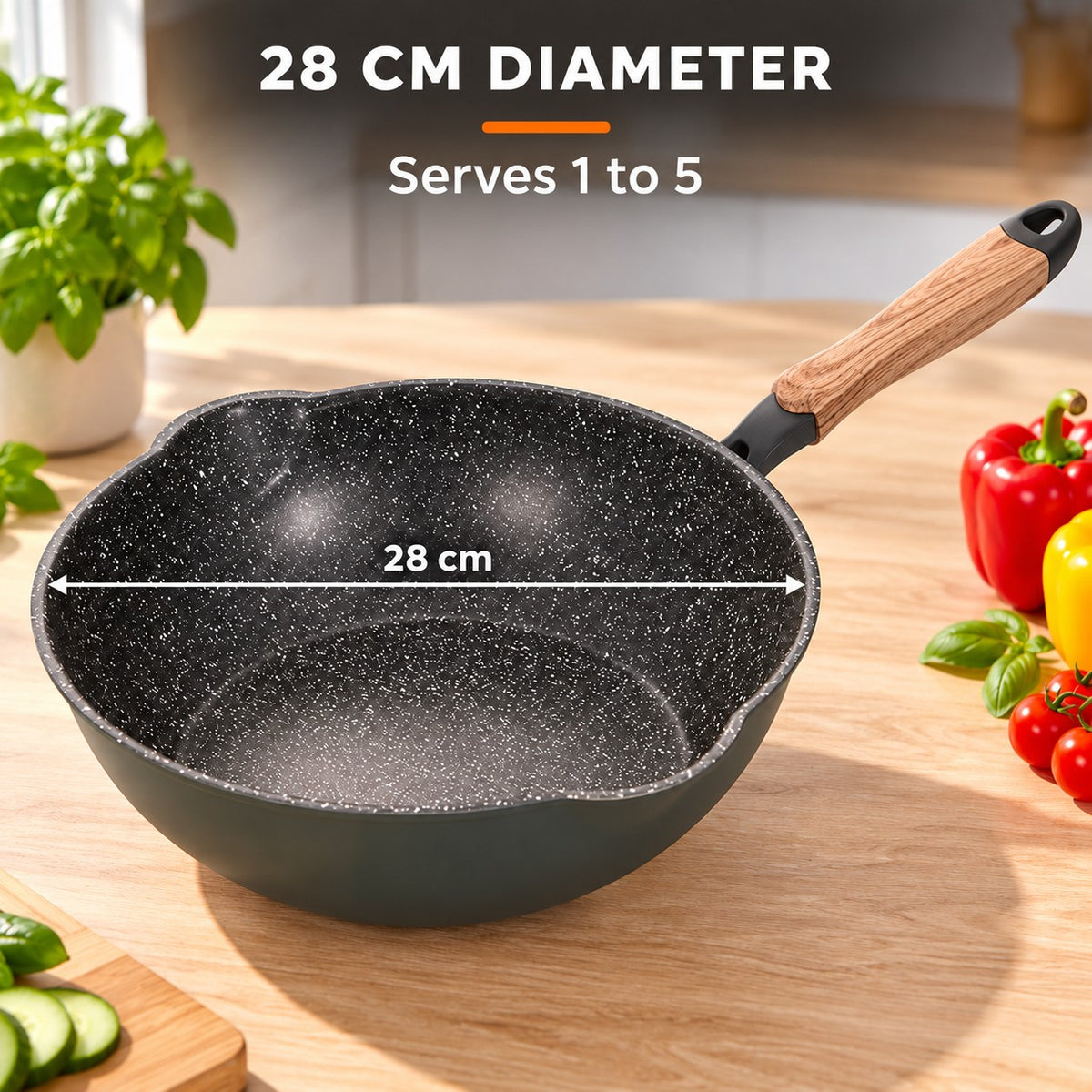 The Tsurugi Ceramic Wok, 28 CM DIAMETER: Serves 1 to 5