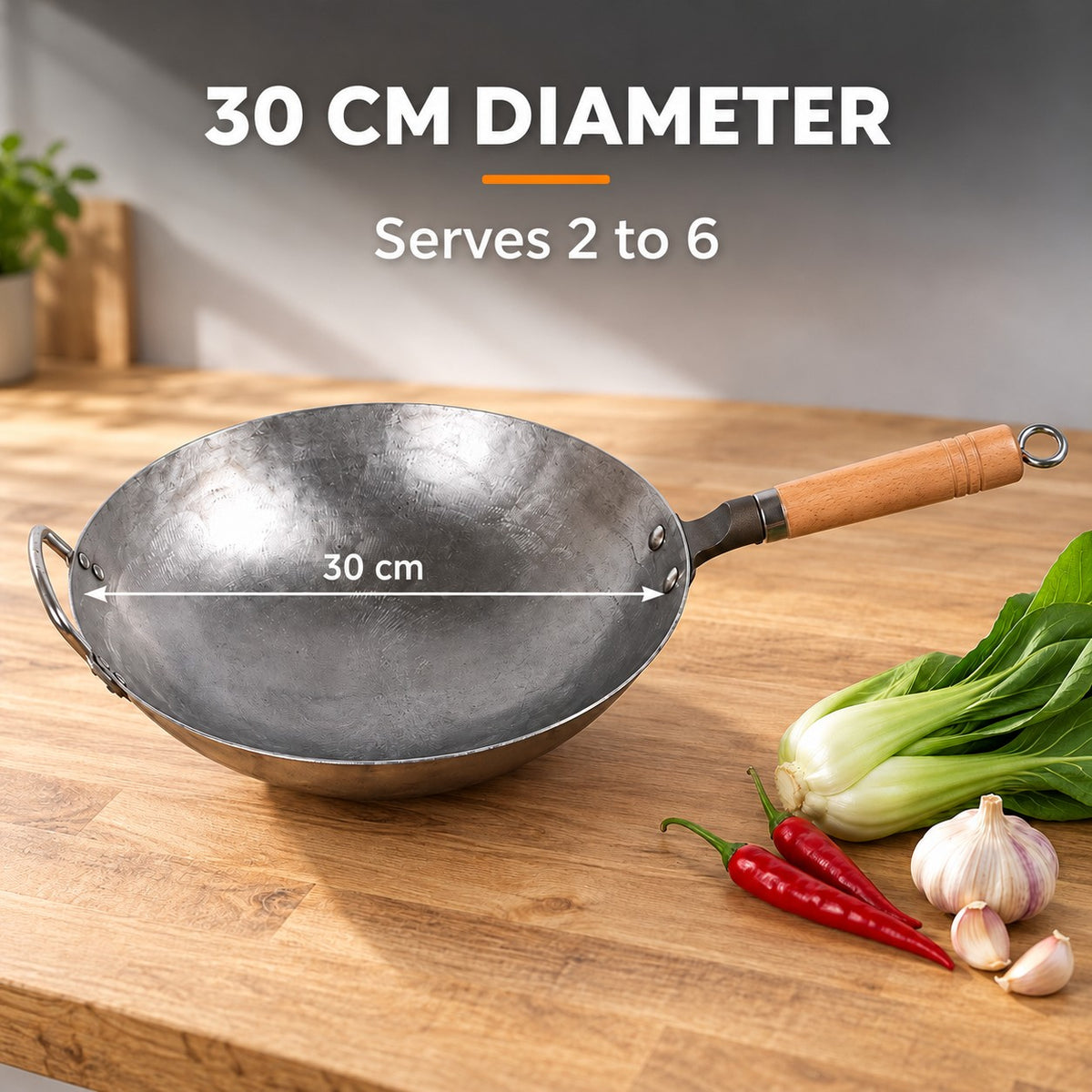 The Gassan Hand-Forged Wok, 30 CM DIAMETER: Serves 2 to 6