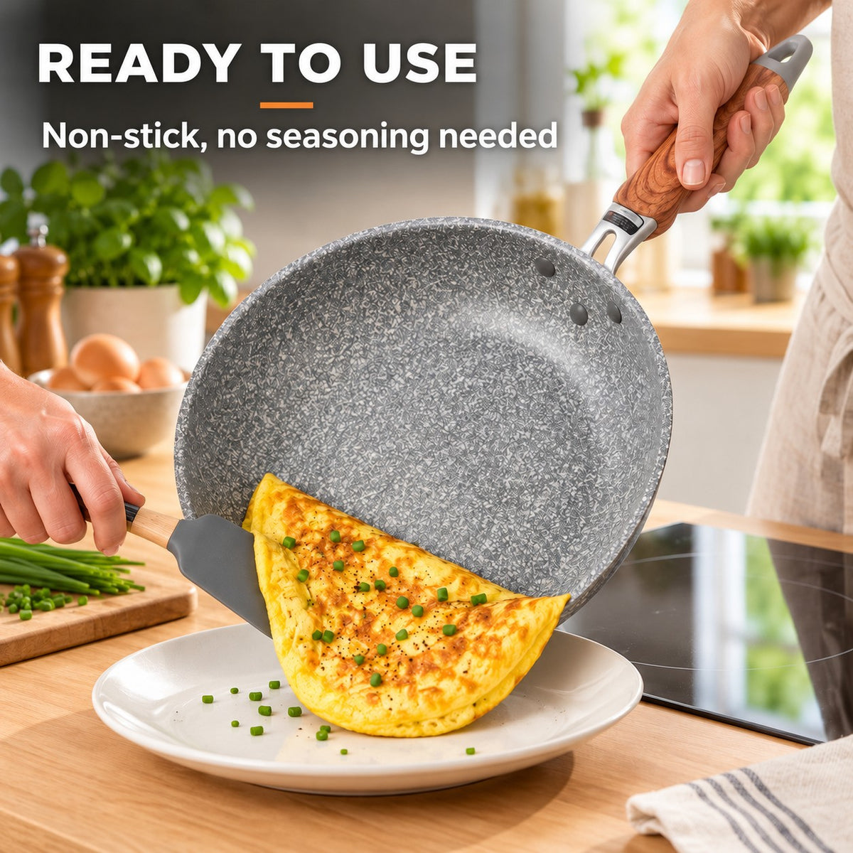 The Yukano High-Temperature Non-Stick Wok, READY TO USE: Non-stick, no seasoning needed