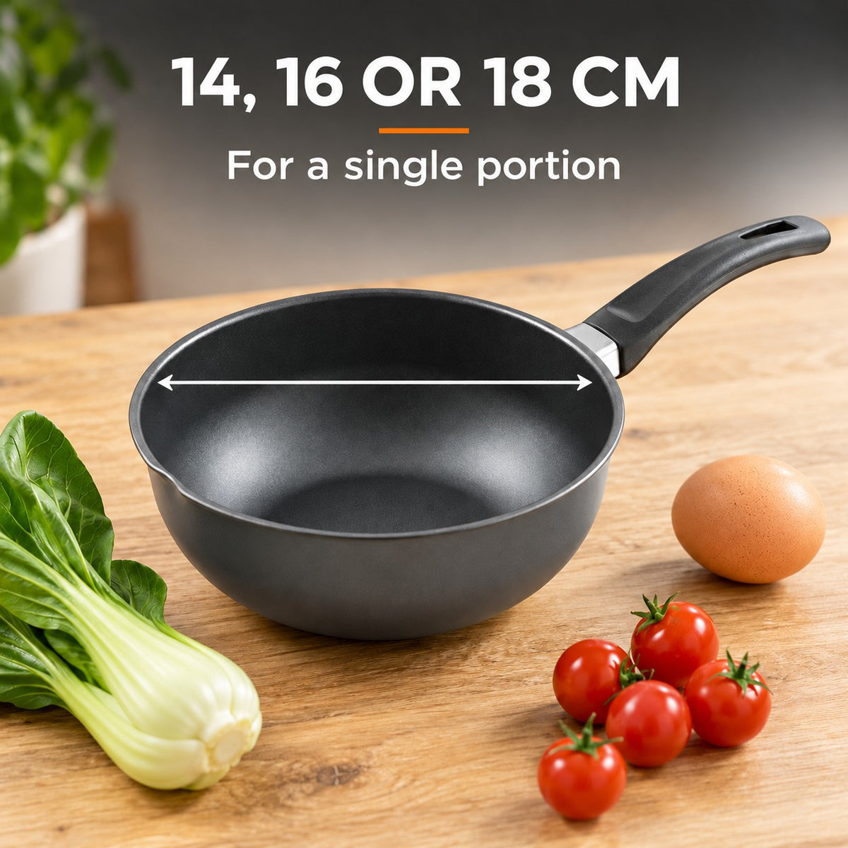 Individual wok cast aluminium, 14, 16 OR 18 CM: For a single portion