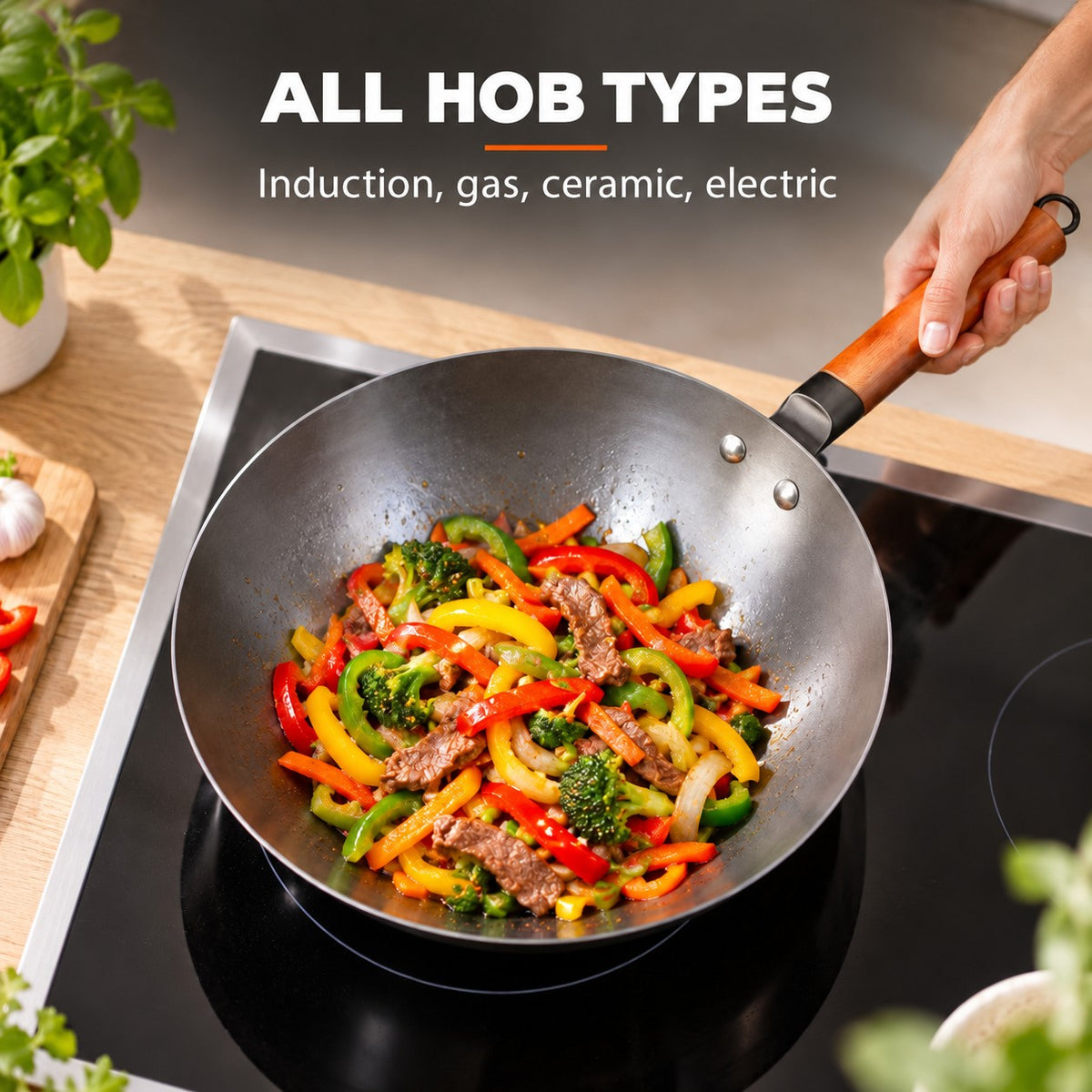 The Oniri Induction Wok, ALL HOB TYPES: Induction, gas, ceramic, electric