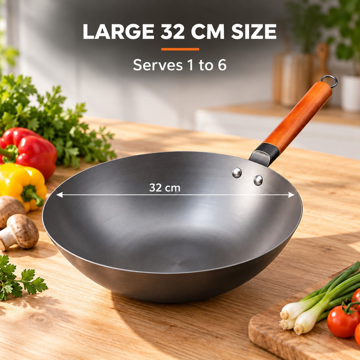 The Oniri Induction Wok, LARGE 32 CM SIZE: Serves 1 to 6