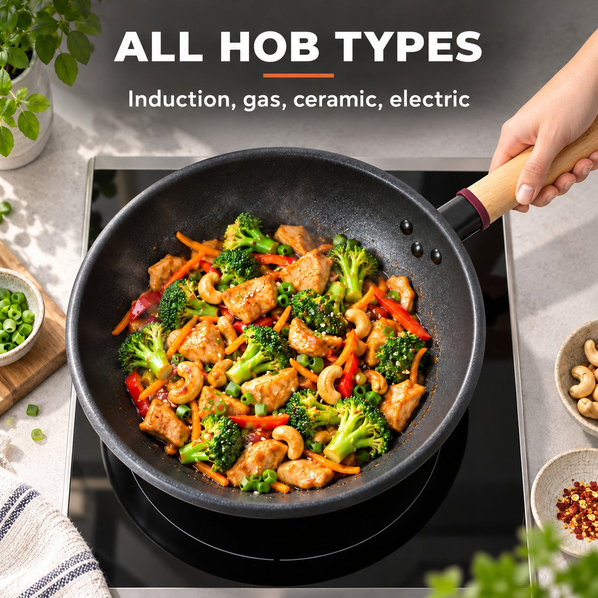 The Amagi Induction Wok Pan, ALL HOB TYPES: Induction, gas, ceramic, electric