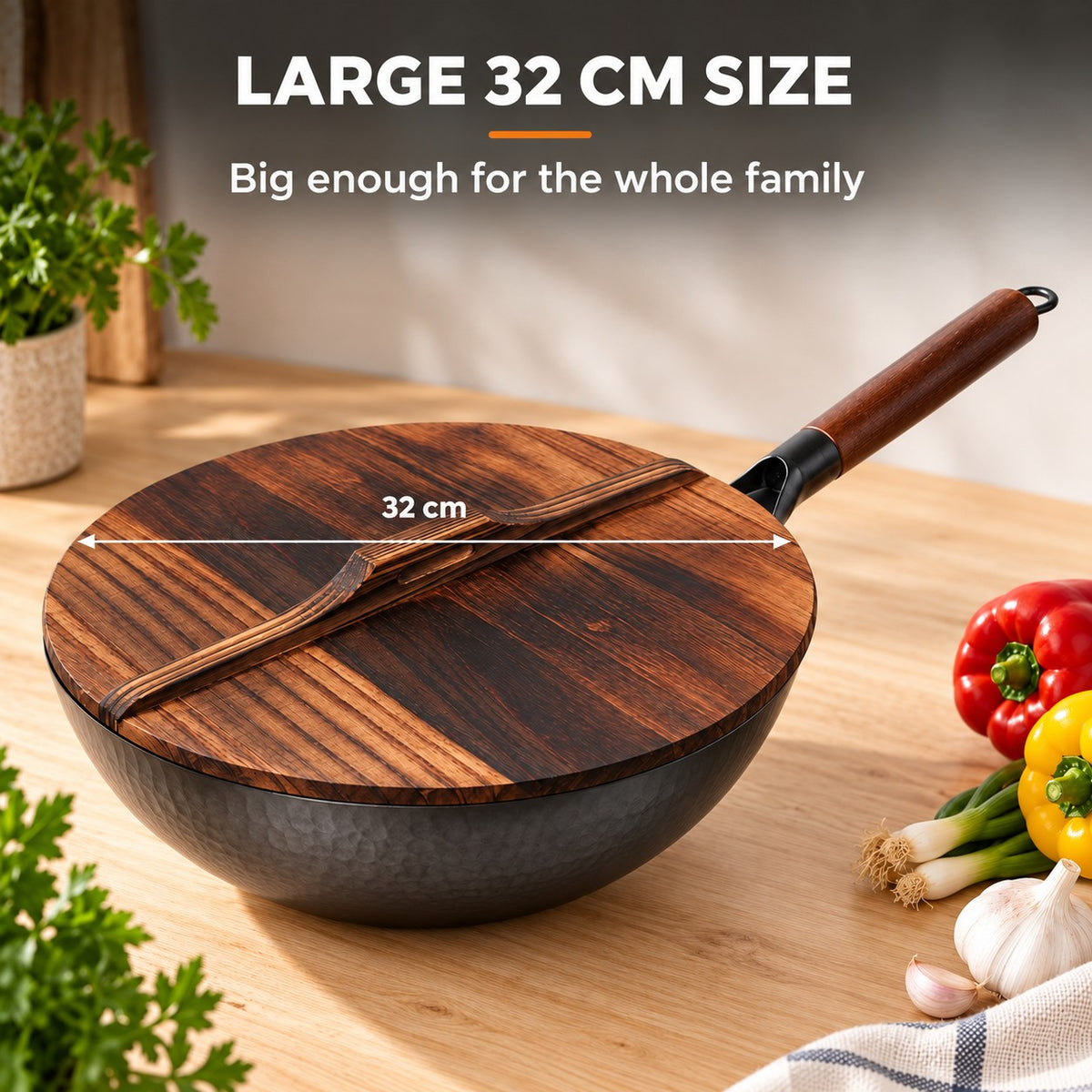 The Shirane Japanese Wok, LARGE 32 CM SIZE: Big enough for the whole family