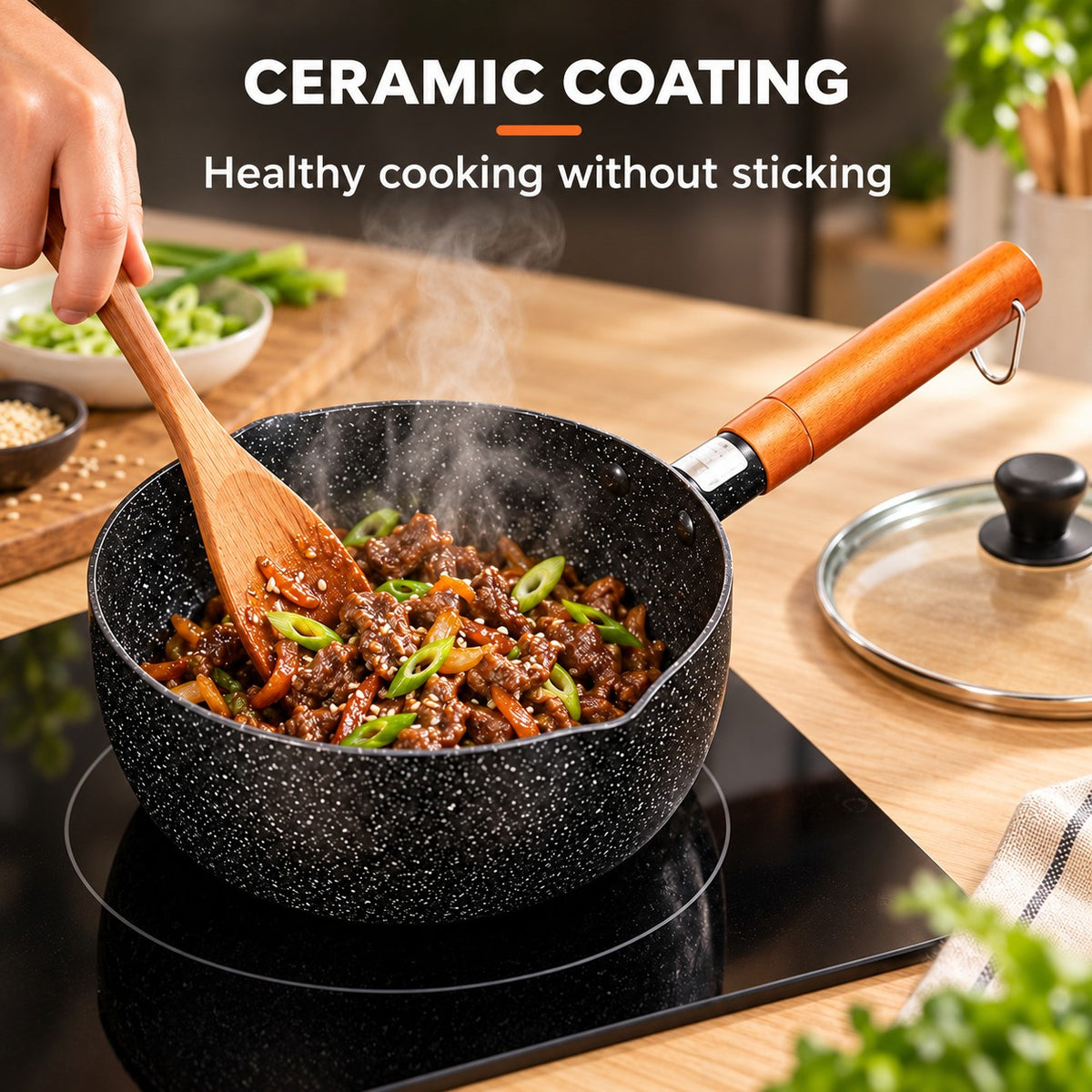 The Kawo Small Wok, CERAMIC COATING: Healthy cooking without sticking