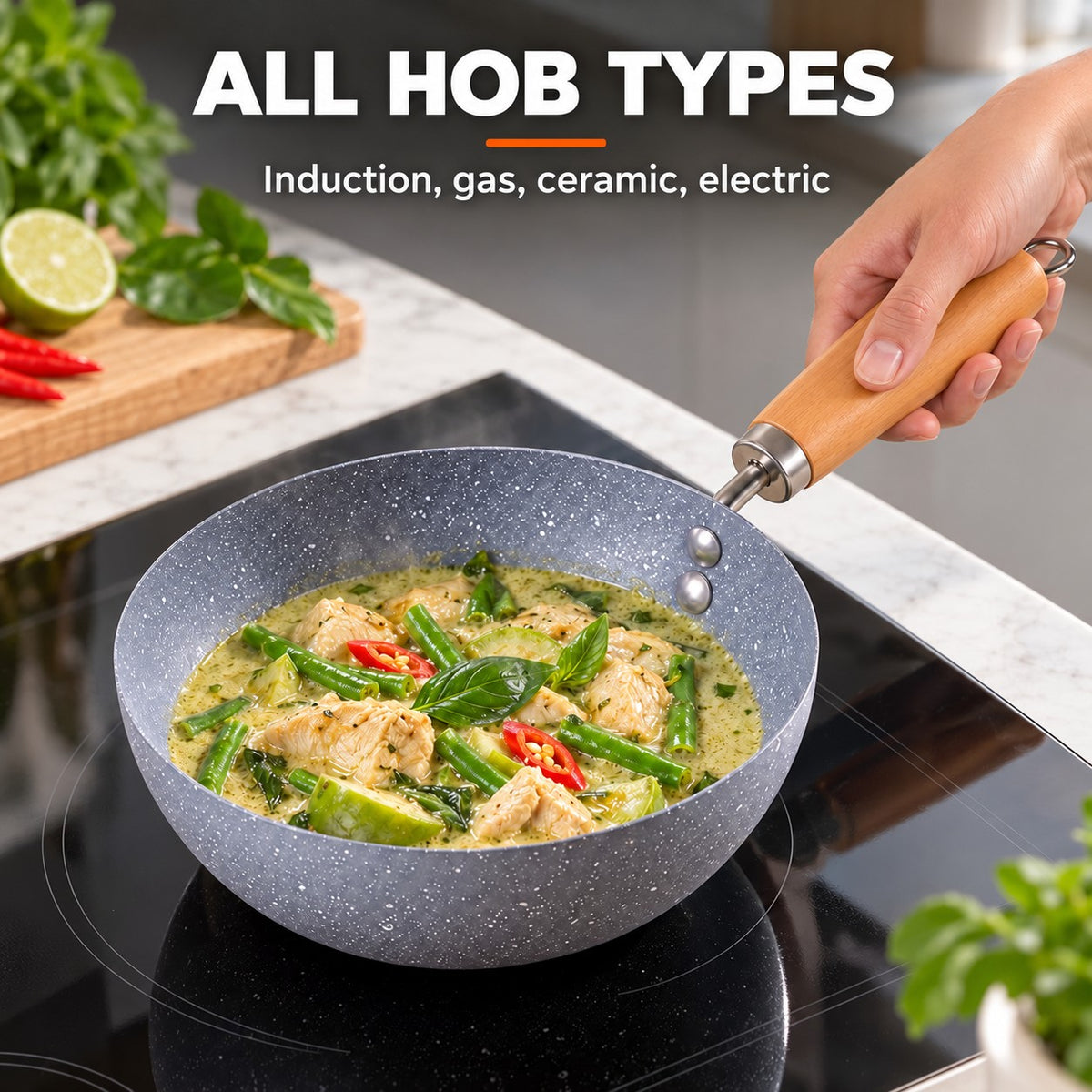 Small wok, ALL HOB TYPES: Induction, gas, ceramic, electric