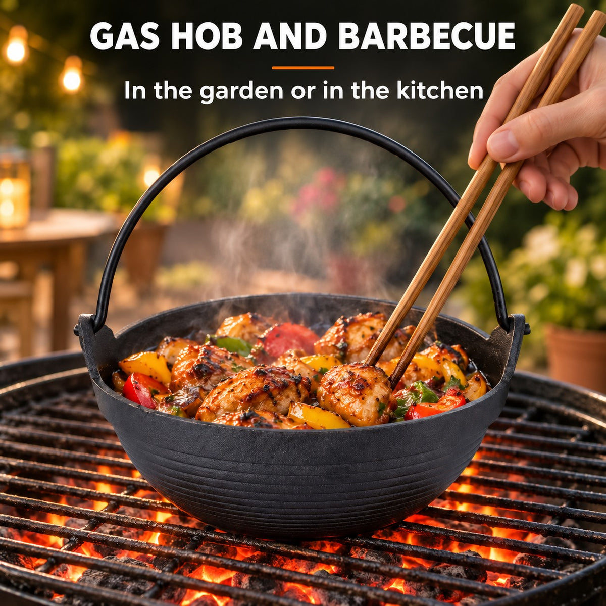 The Barbecue Wok, GAS HOB AND BARBECUE: In the garden or in the kitchen