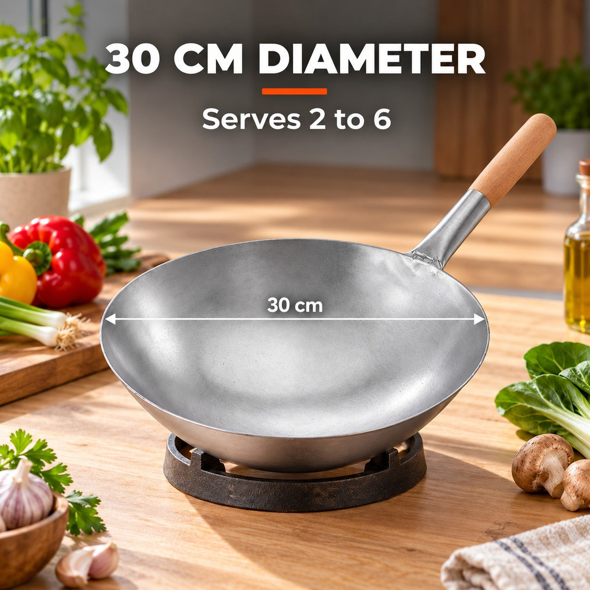 The Benkoa For Gas Hob, 30 CM DIAMETER: Serves 2 to 6