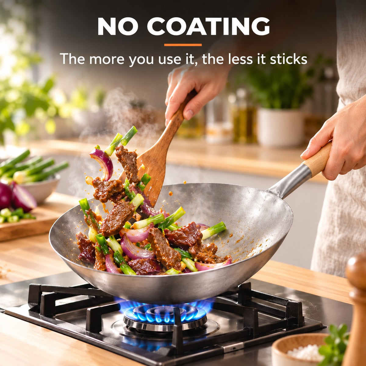 The Benkoa For Gas Hob, NO COATING: The more you use it, the less it sticks