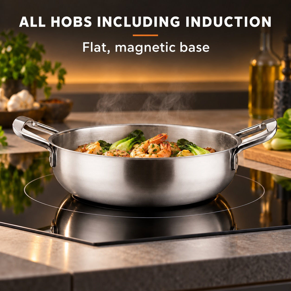 The Daisen Small Wok, ALL HOBS INCLUDING INDUCTION: Flat, magnetic base