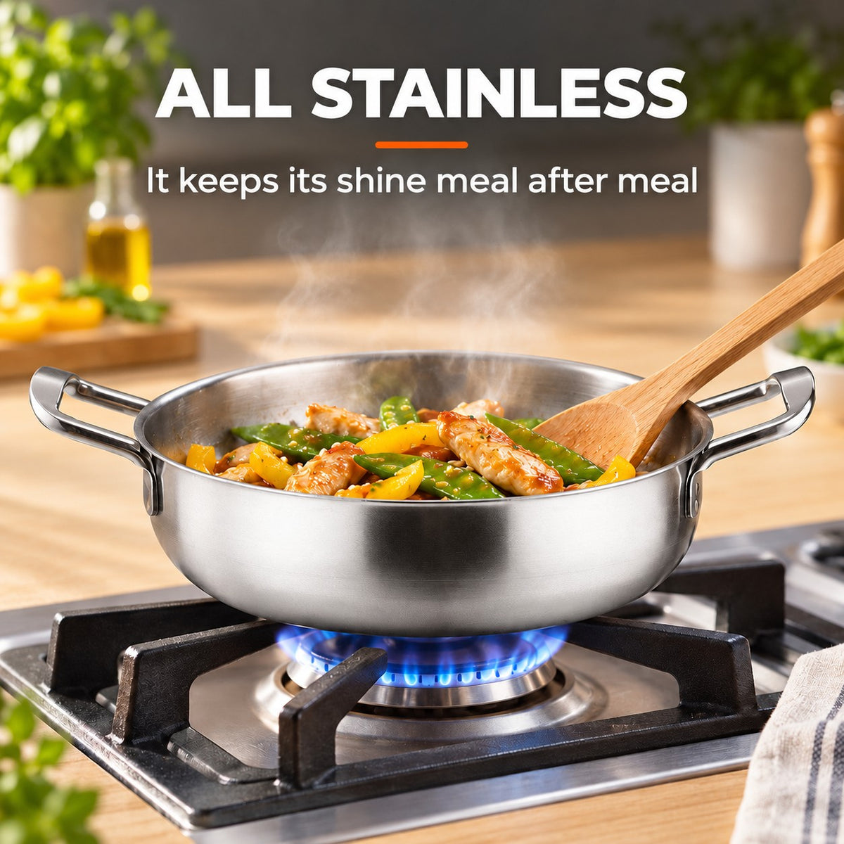 The Daisen Small Wok, ALL STAINLESS: It keeps its shine meal after meal