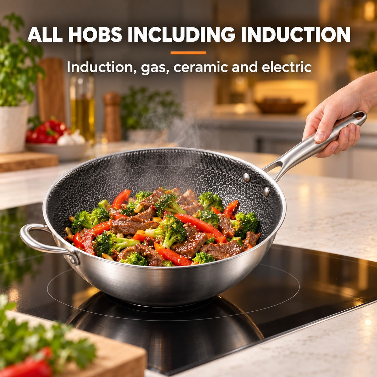 The Hiuchi Ceramic-Coated Wok, ALL HOBS INCLUDING INDUCTION: Induction, gas, ceramic and electric