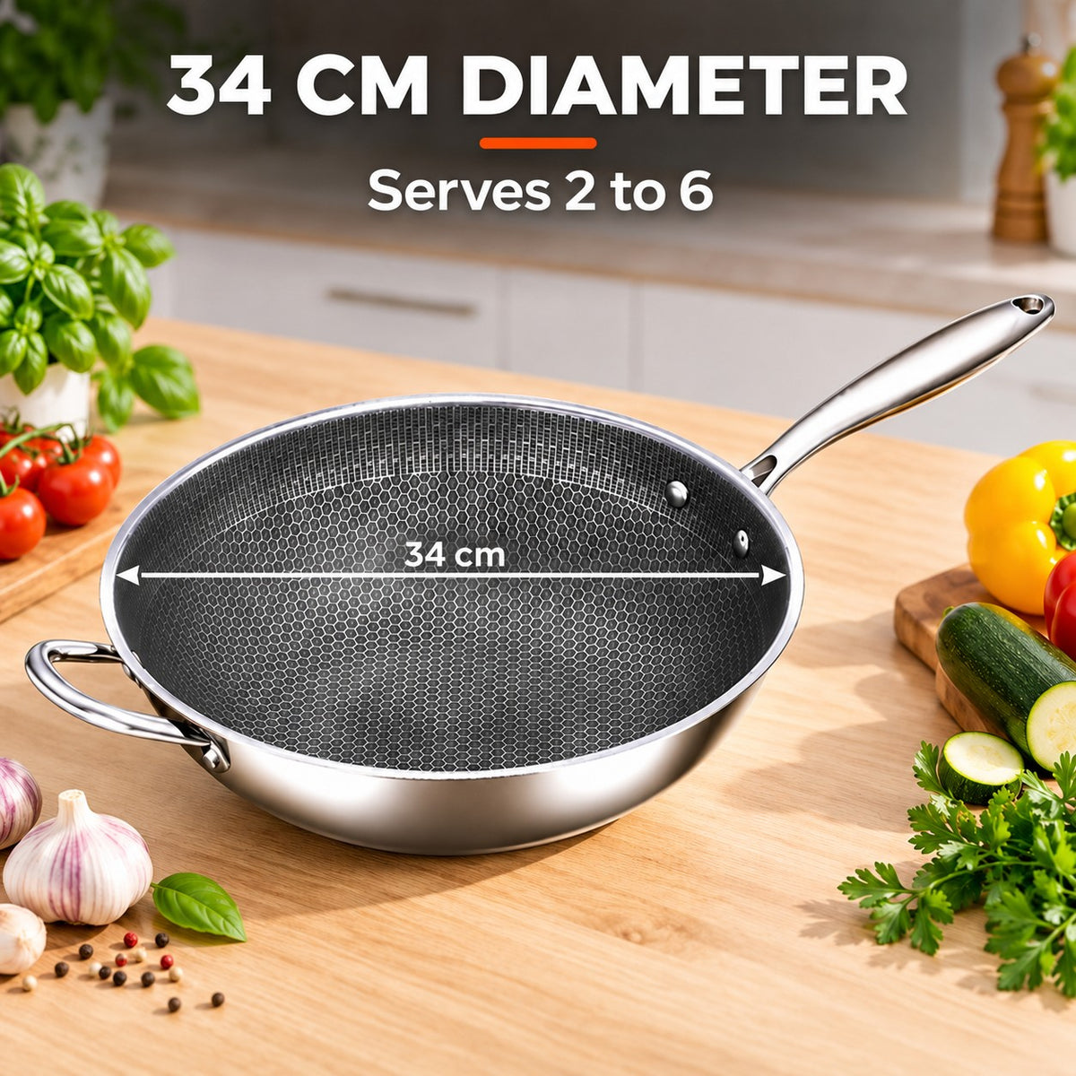 The Iwaki Round-Bottomed Wok, 34 CM DIAMETER: Serves 2 to 6