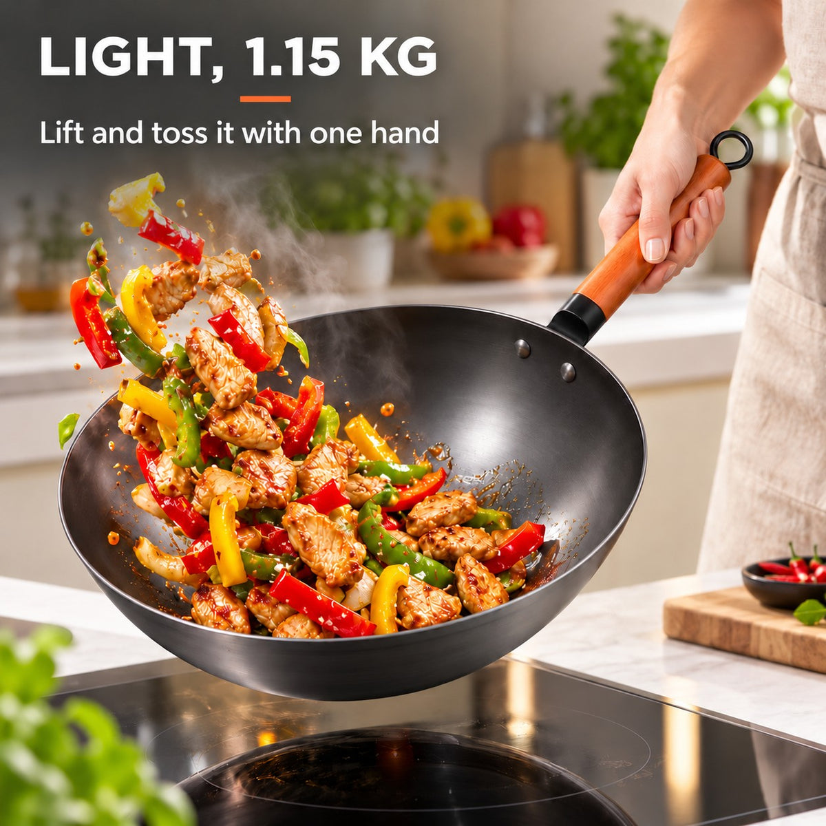 The Kaikoma Wok Pan, LIGHT, 1.15 KG: Lift and toss it with one hand