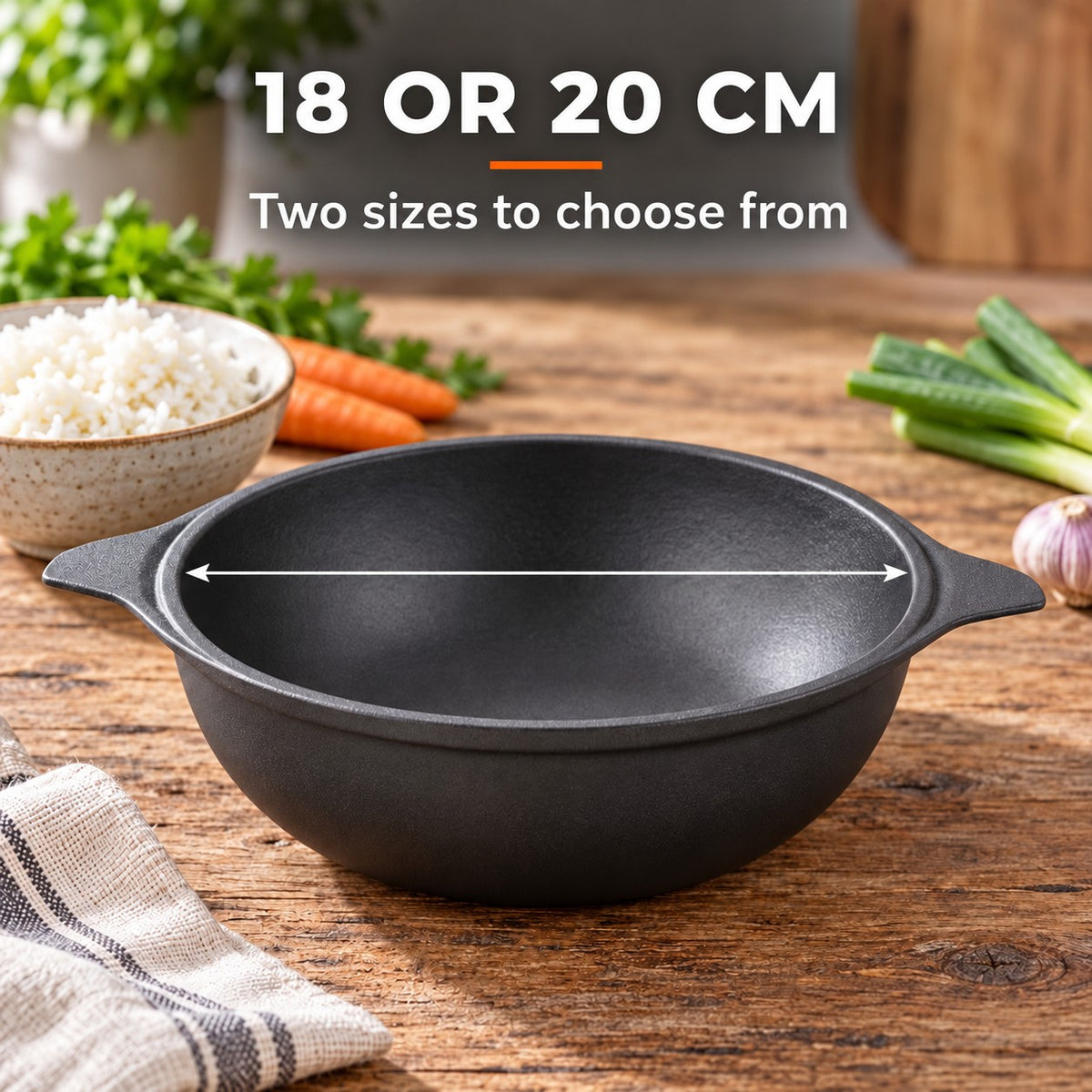 The Maisan Wok Barbecue Cooker, 18 OR 20 CM: Two sizes to choose from