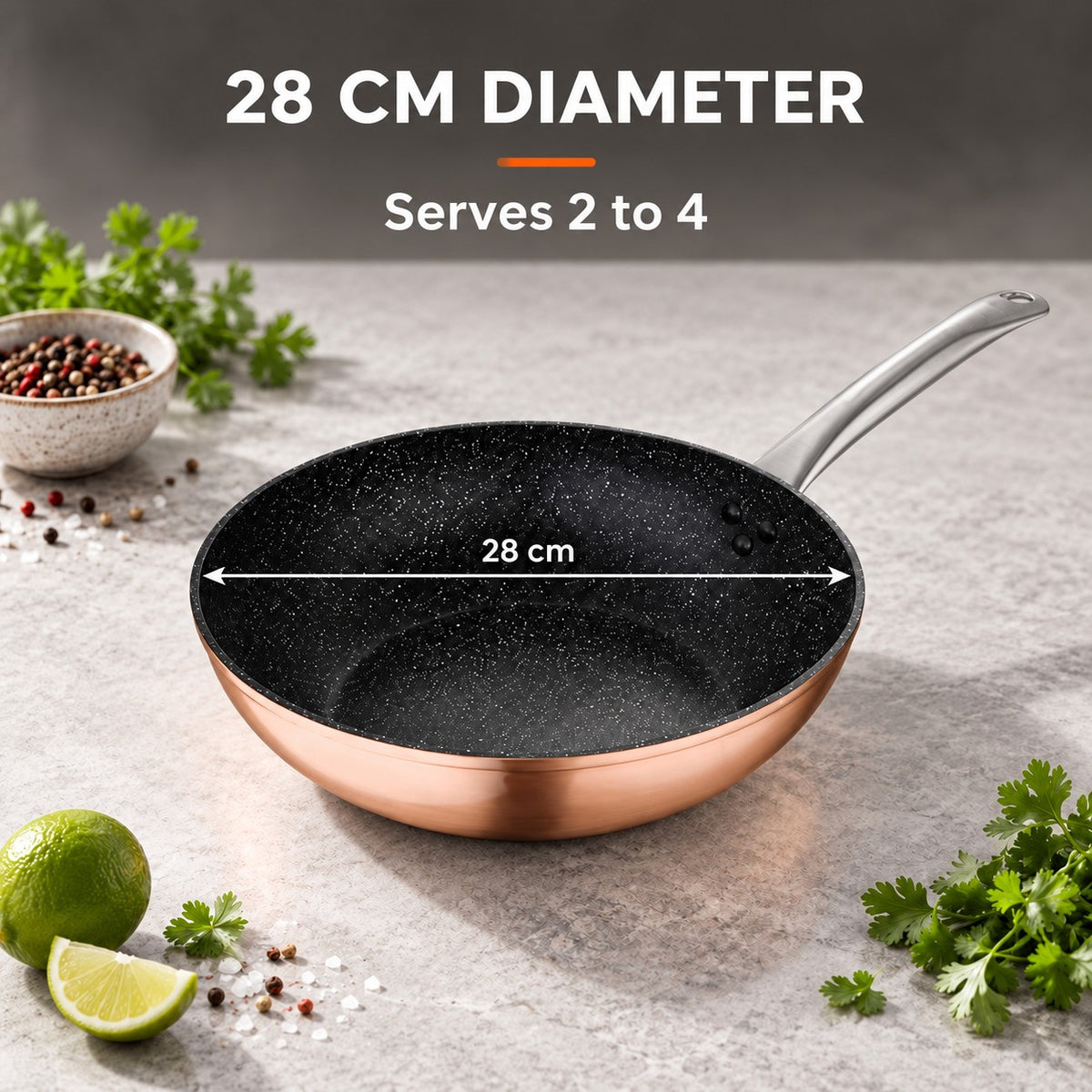 The Monska Professional Wok, 28 CM DIAMETER: Serves 2 to 4