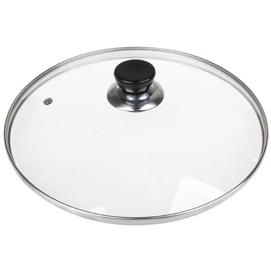 Nanji glass wok lid with stainless steel rim and steam vent