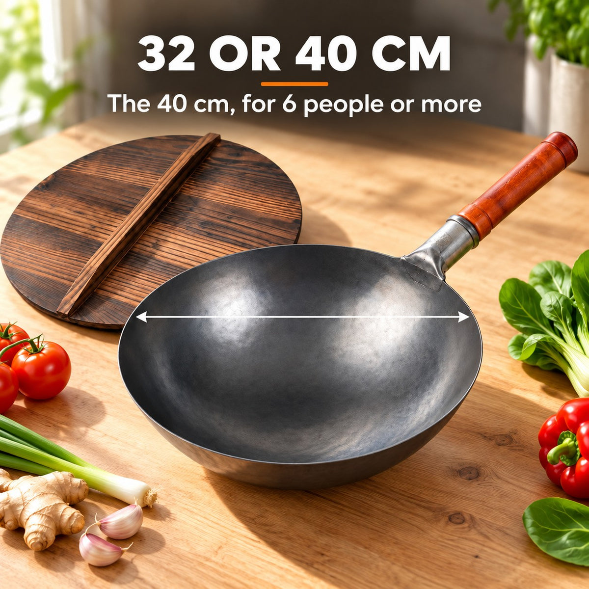 The Nasu Carbon Steel Wok, 32 OR 40 CM: The 40 cm, for 6 people or more