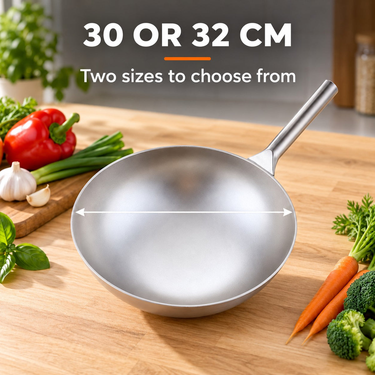 The Paroka Lightweight Wok, 30 OR 32 CM: Two sizes to choose from