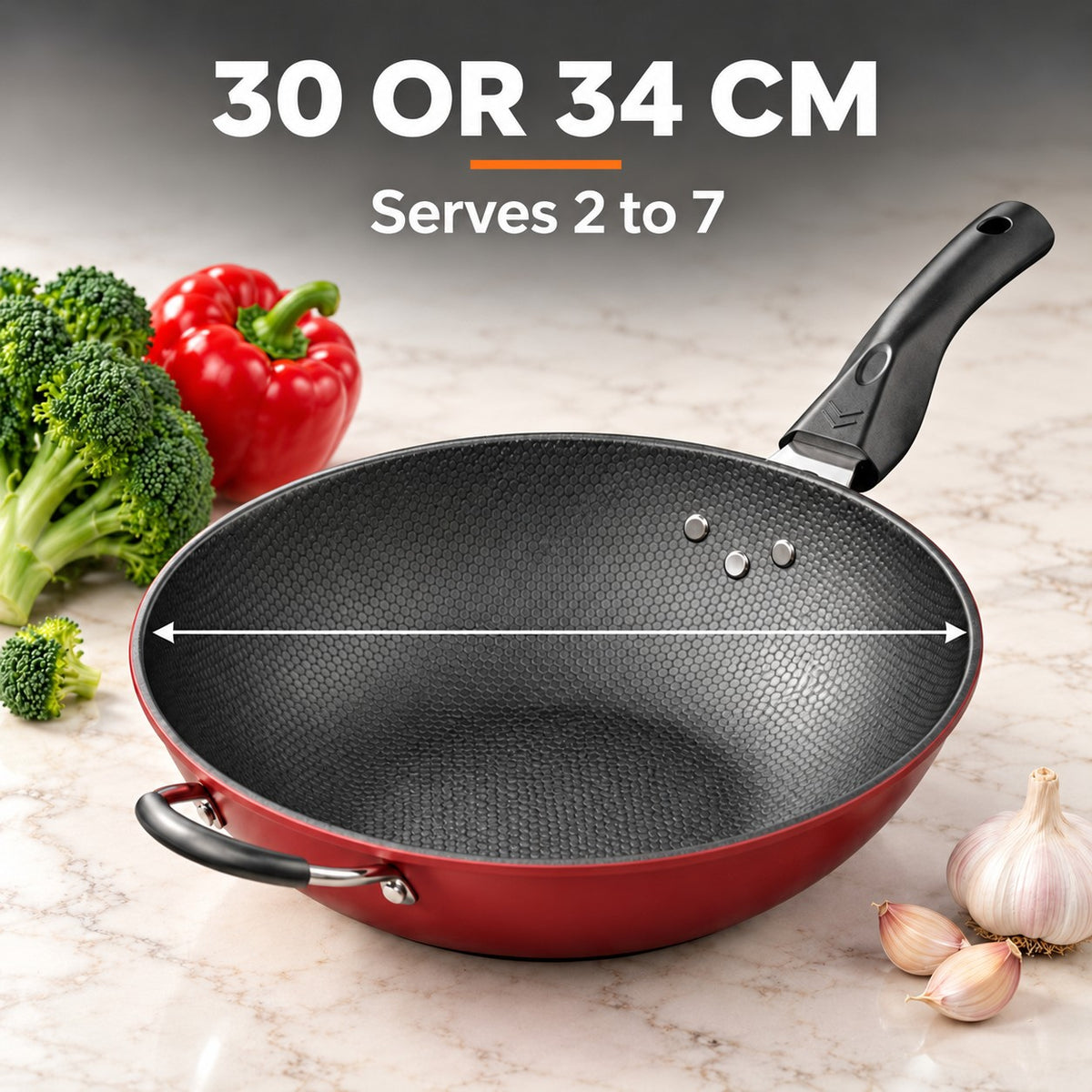 Wok pan, 30 OR 34 CM: Serves 2 to 7
