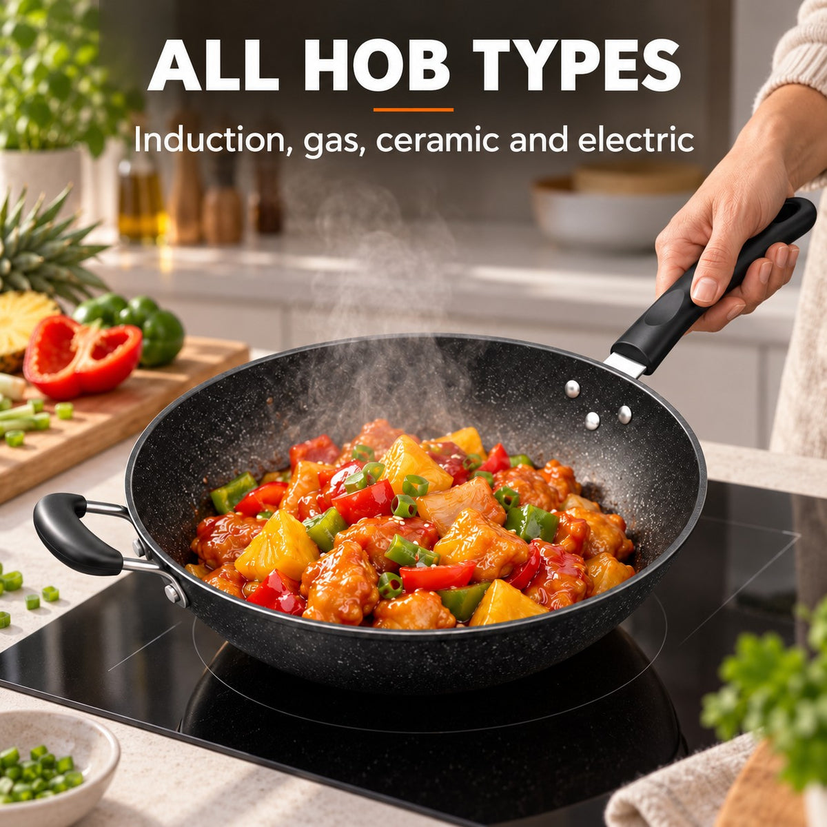 The Lanska Wok Pan, ALL HOB TYPES: Induction, gas, ceramic and electric