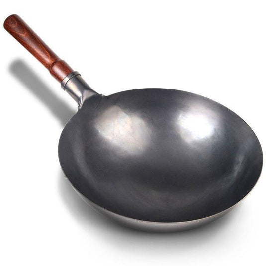 AOKIWO Carbon Steel Wok Pan, 14 Piece Woks & Stir-Fry Pans Set with Wooden  Lid & Cookwares, Non-Stick Flat Bottom Chinese Woks Pan for Induction,  12.6'' 