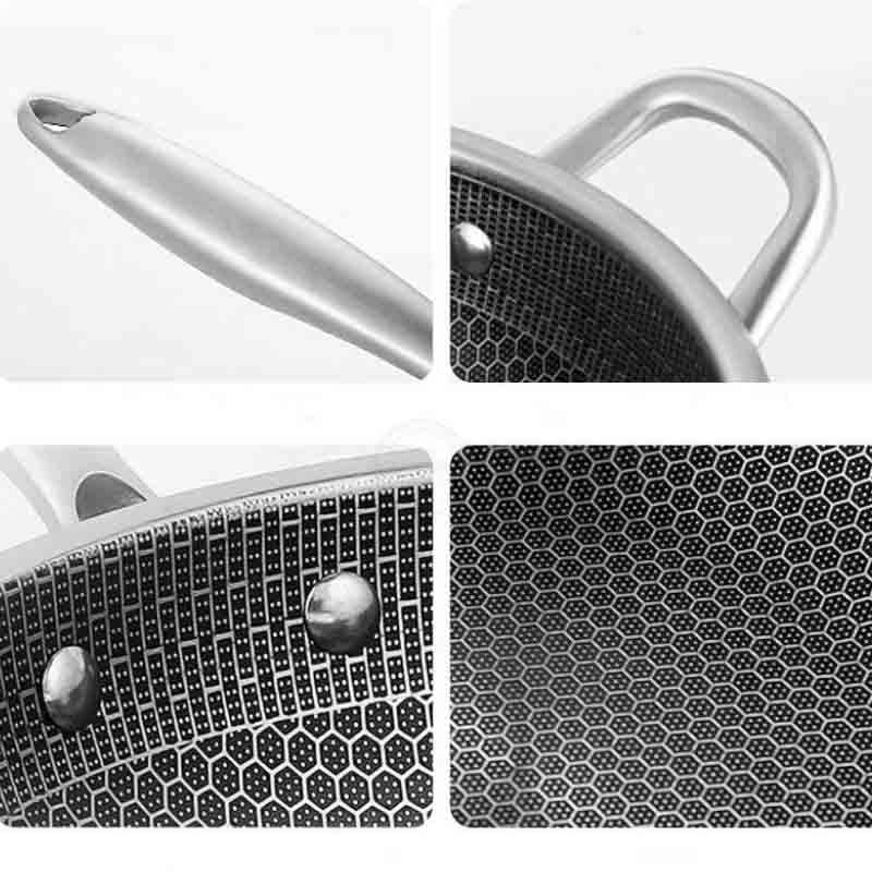 Kita stainless steel induction wok with non-stick honeycomb coating and ergonomic handle