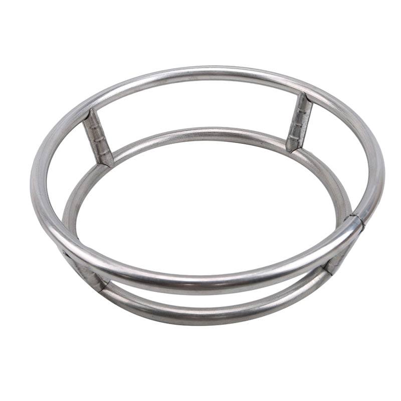 Stainless steel wok stand for gas hobs, seen from above