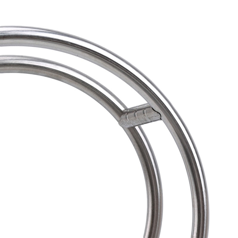 Welded joints of the stainless steel wok stand, close-up